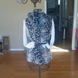Grey and black faux fur vest